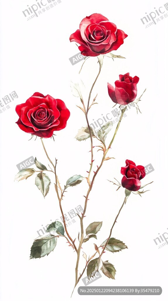 红色鲜花玫瑰花苞