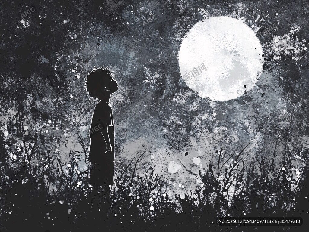 月光插画月光下