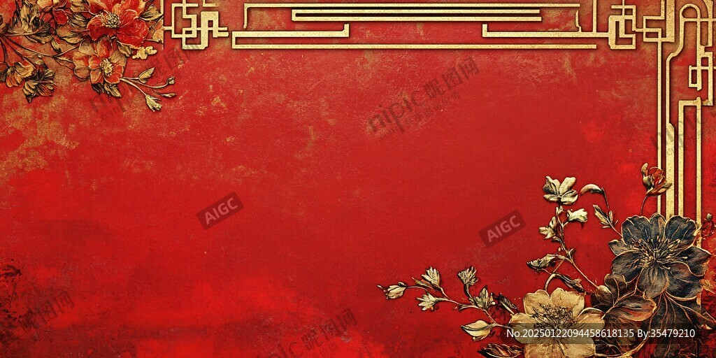 复古新中式婚庆背景
