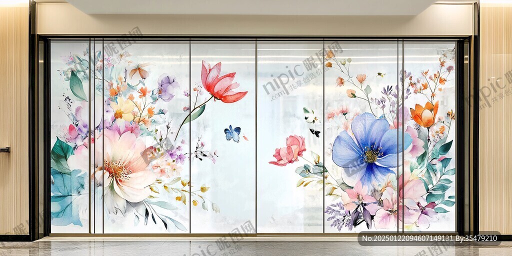 艺术玻璃手绘花卉