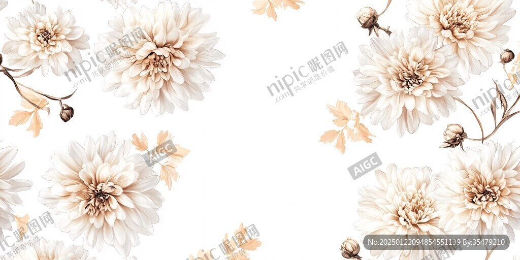 水彩风手绘菊花
