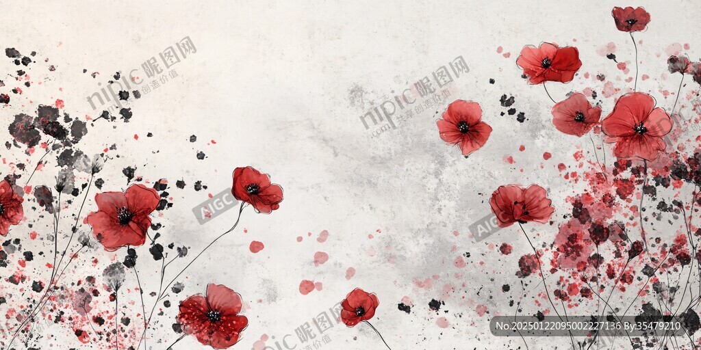 红色鲜花壁画