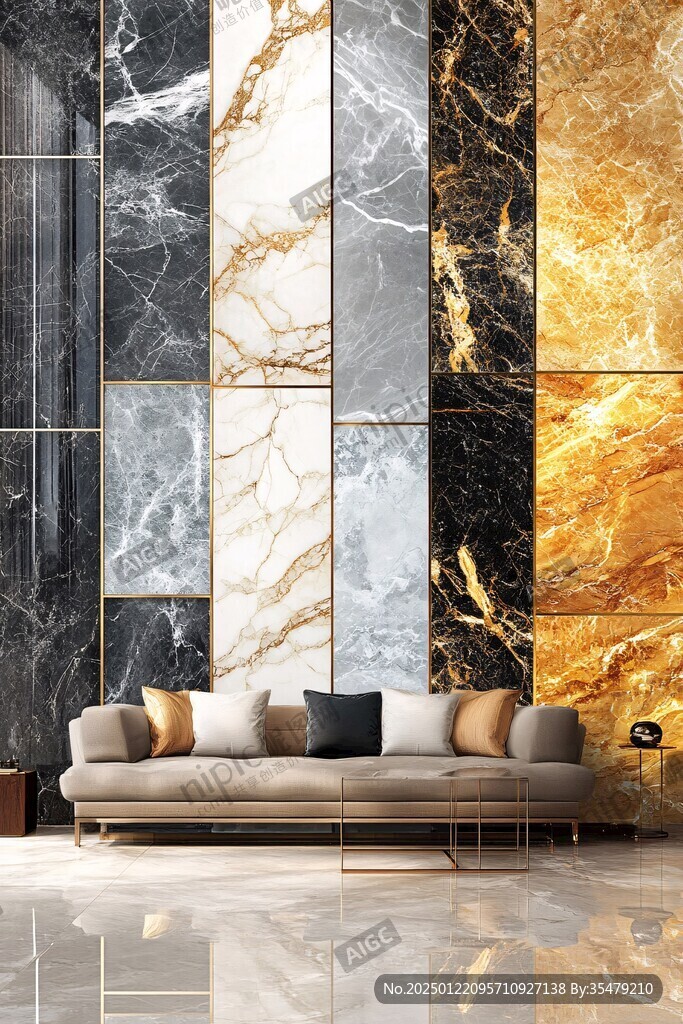 极简金箔石根线条对拼