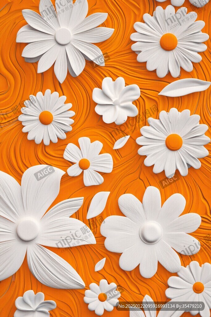 3d浮雕缤纷花卉