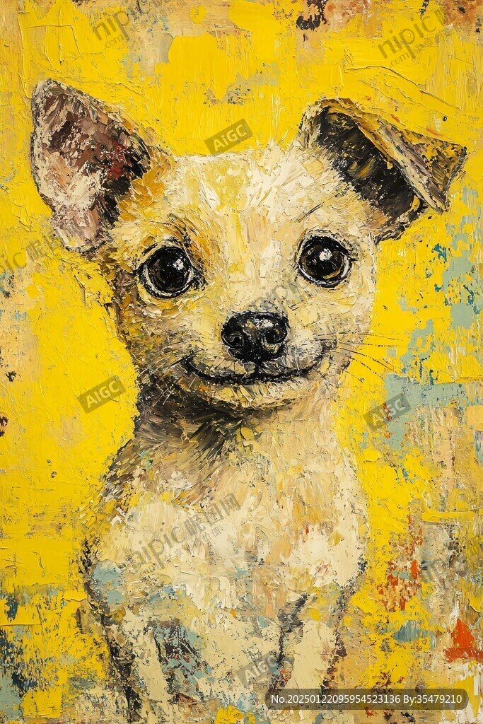 小狗油画