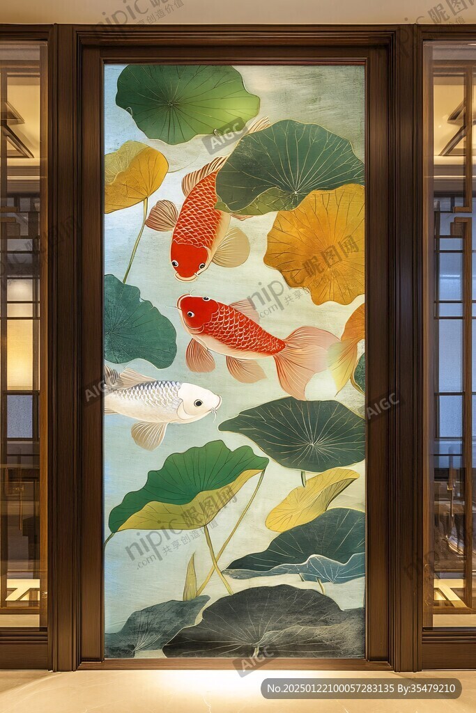 现代屏风鲤鱼图