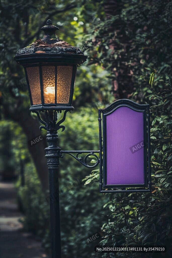 花园欧式路灯特写