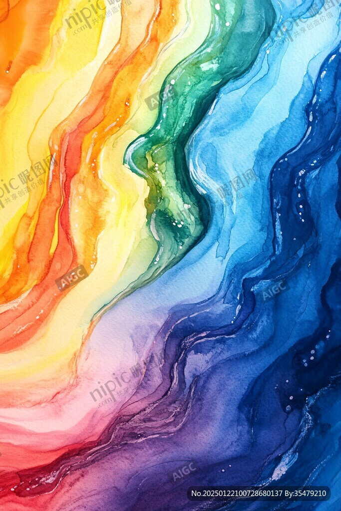 肌理彩色流体装饰画