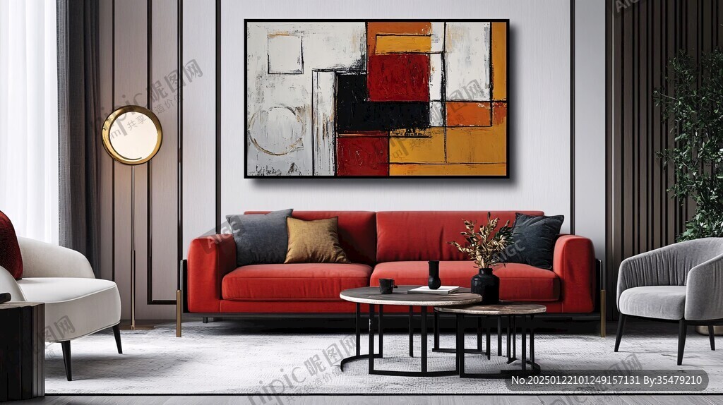 轻奢素雅色块挂画