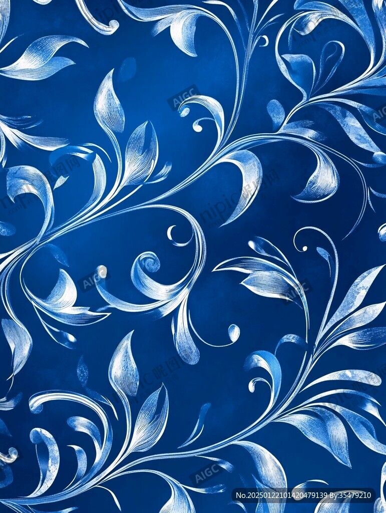 深蓝色浪漫深邃花纹