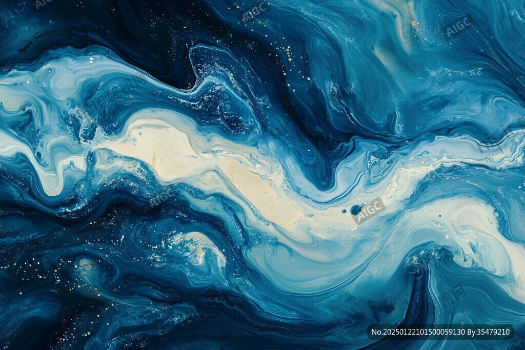 蓝色流体创意抽象画