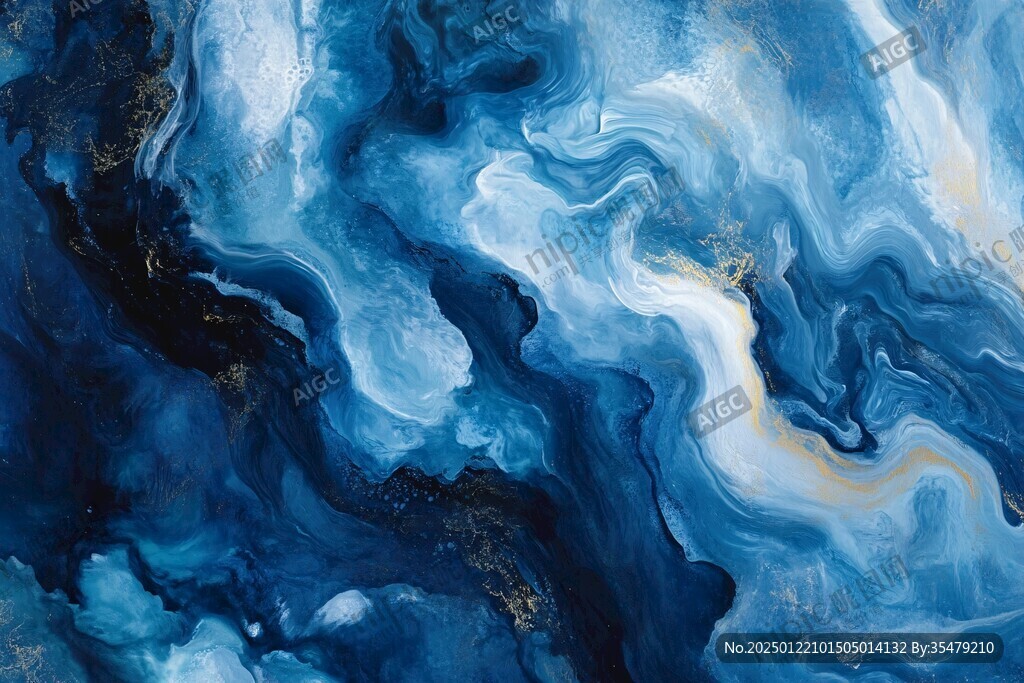 蓝色流体创意抽象画