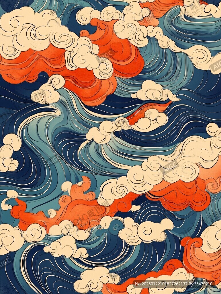 浪涛翻滚包装底纹