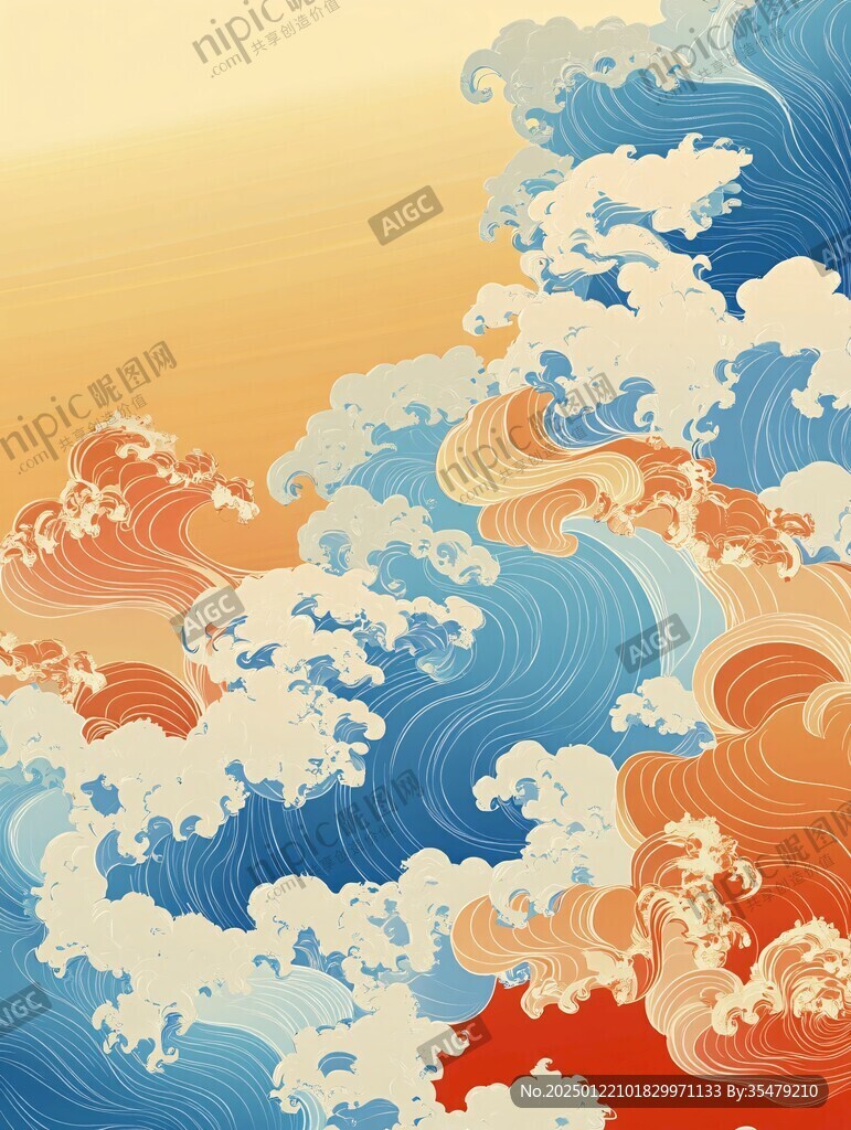 日式浪花背景