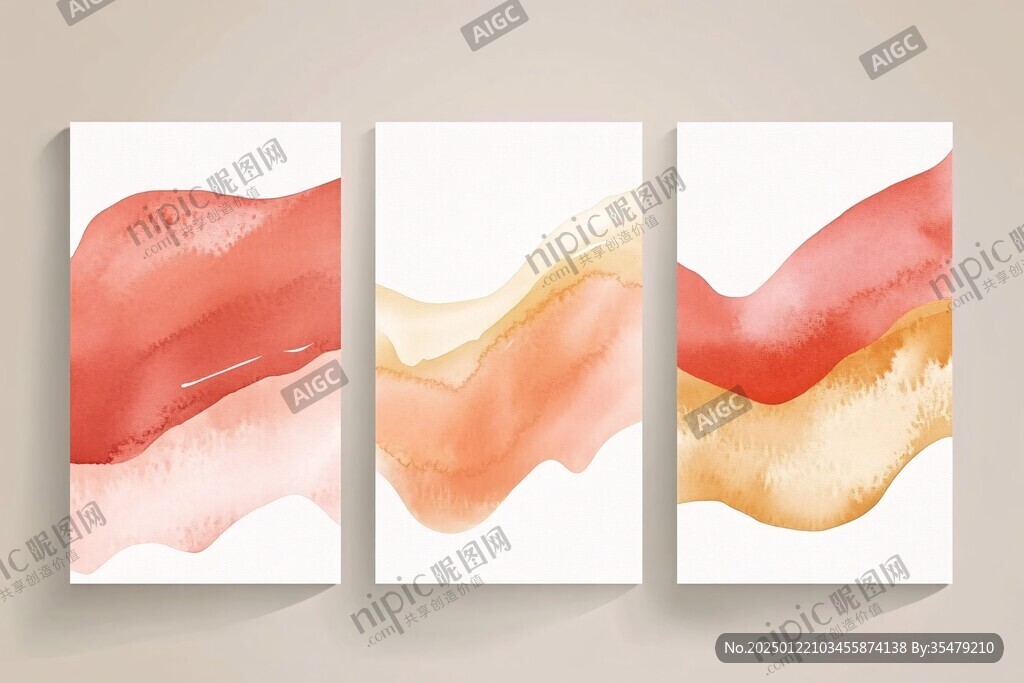 渐变抽象流体装饰画