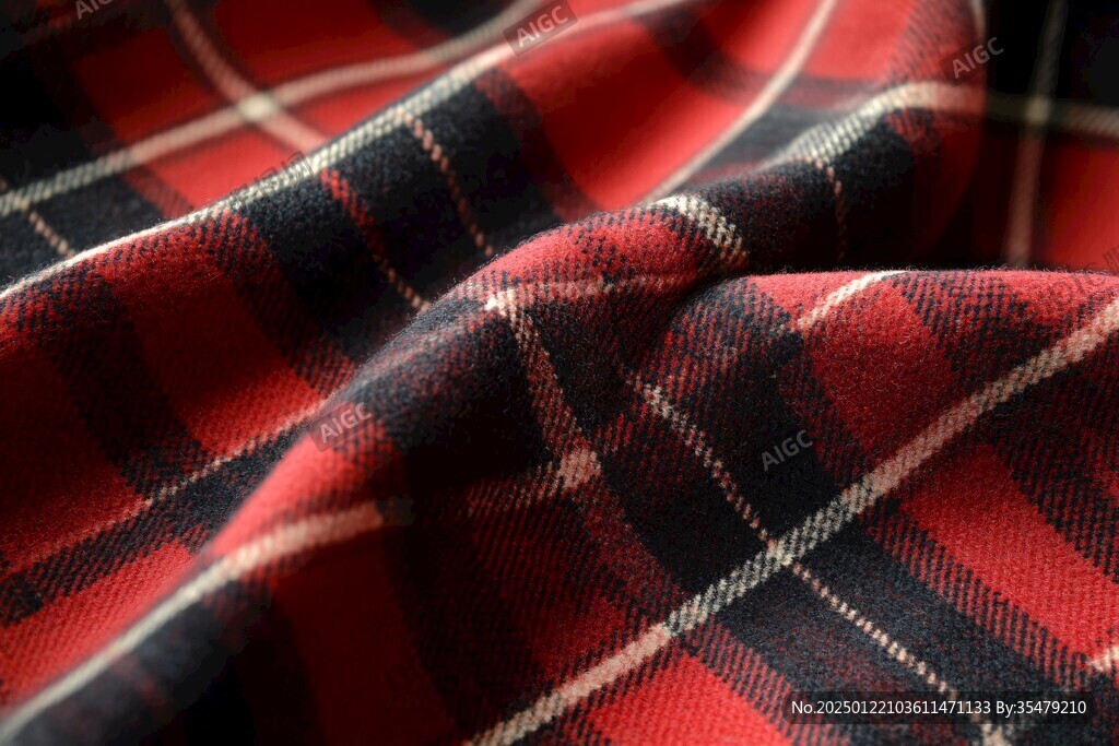 红底白格布料