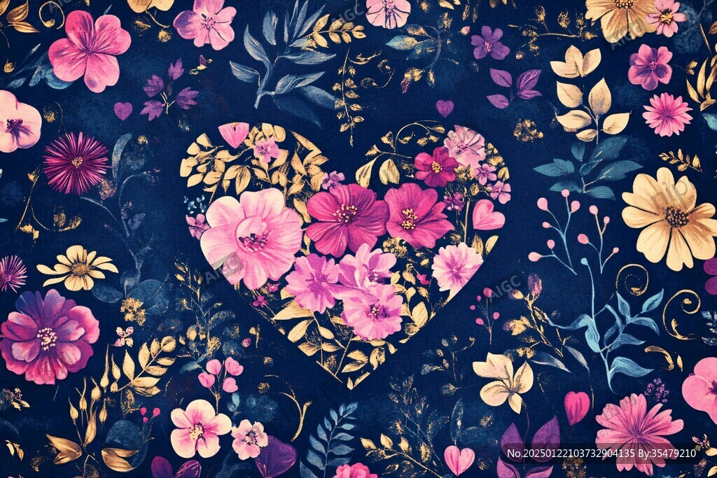 心形花布花卉布纹