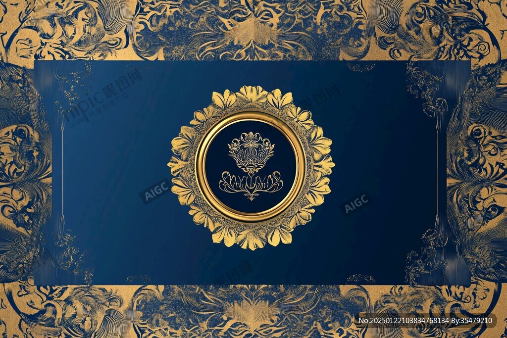 欧式蓝金婚礼背景