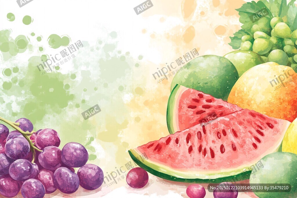 夏季水果美食插画