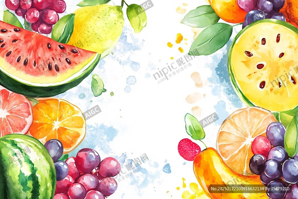 夏季水果美食插画