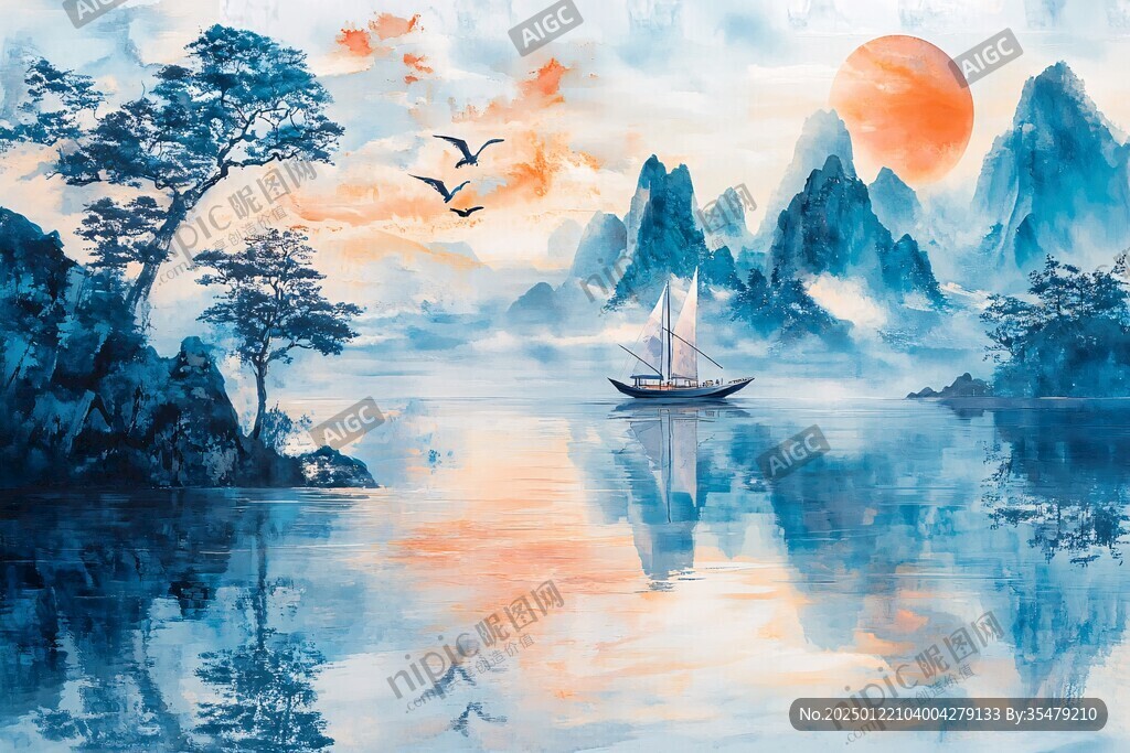 新中式禅意山水船
