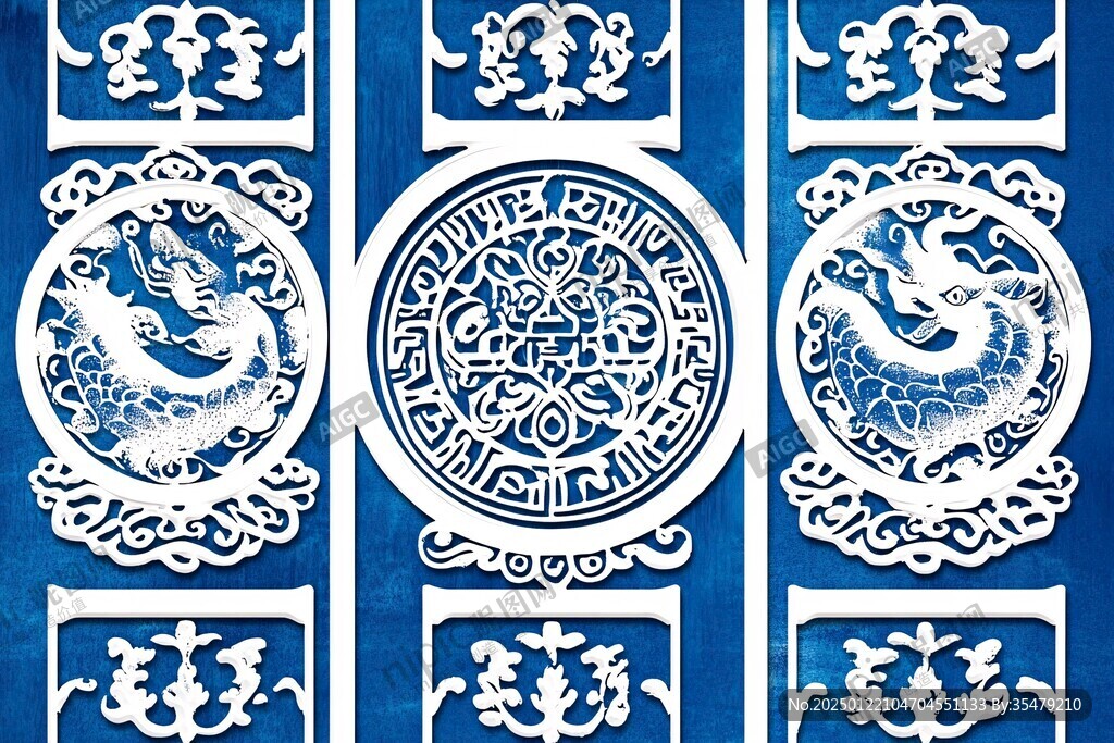 中式屏风龙图案