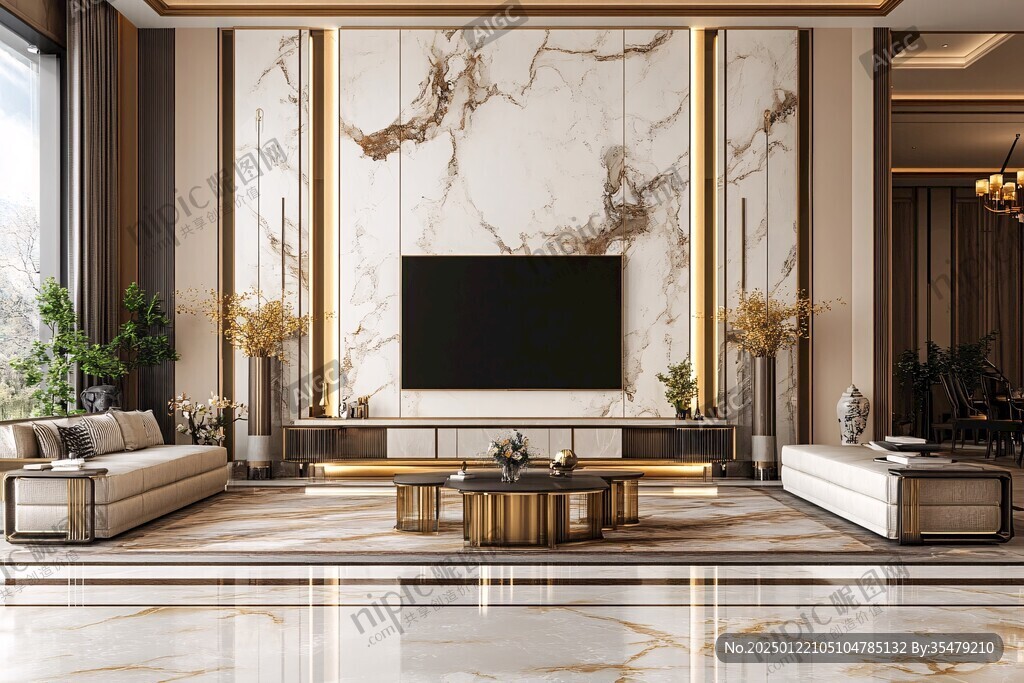 轻奢大理石背景墙