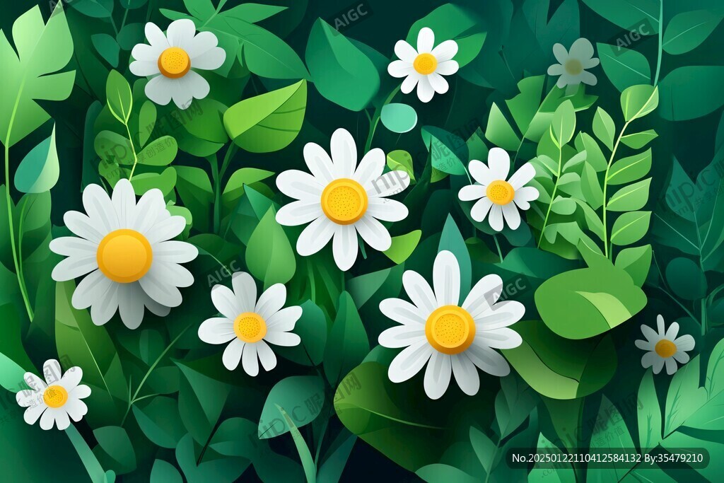 绿叶鲜花背景图