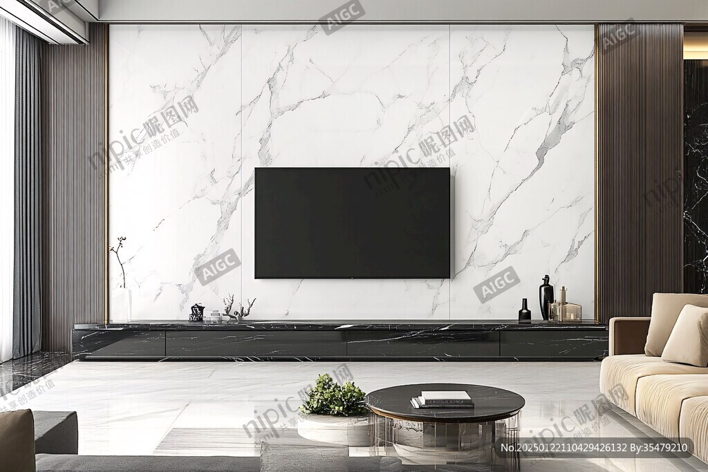 现代北欧大理石背景墙