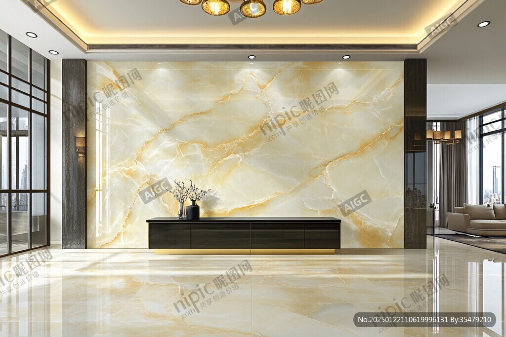 金色大理石瓷砖背景墙