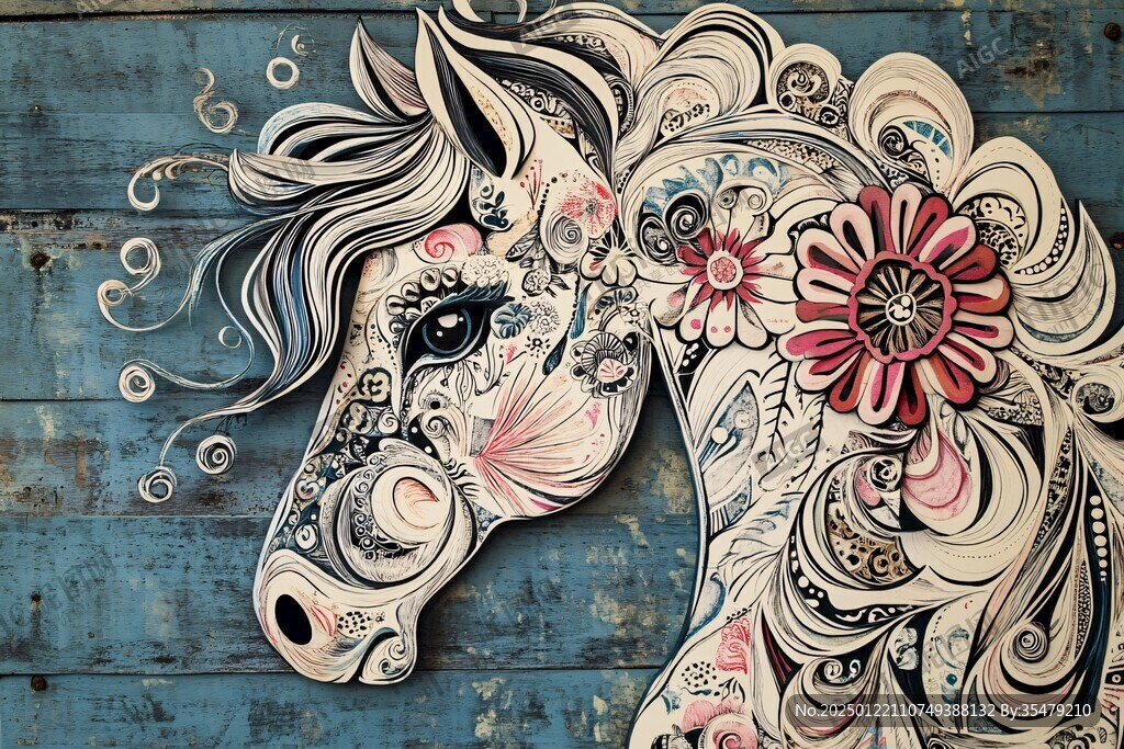 手绘马壁画