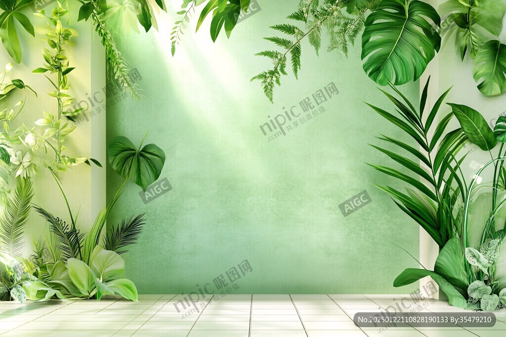 热带植物背景墙
