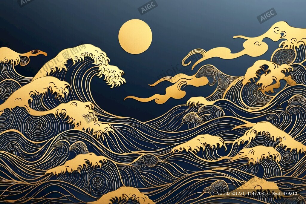 日式浪花背景