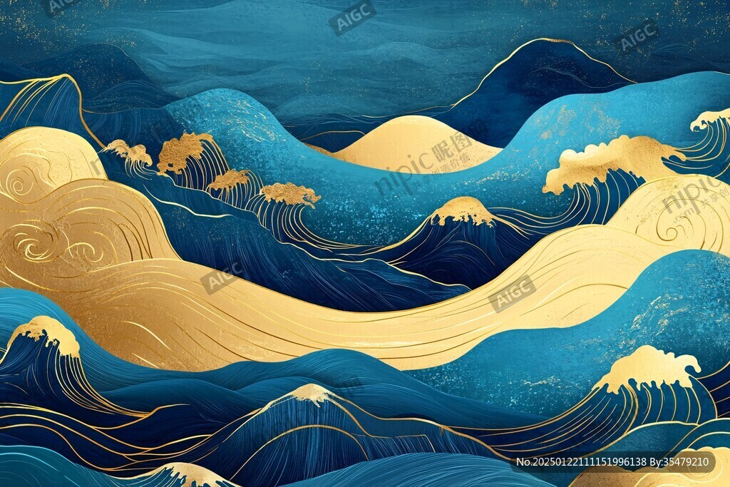 古风海浪包装插画