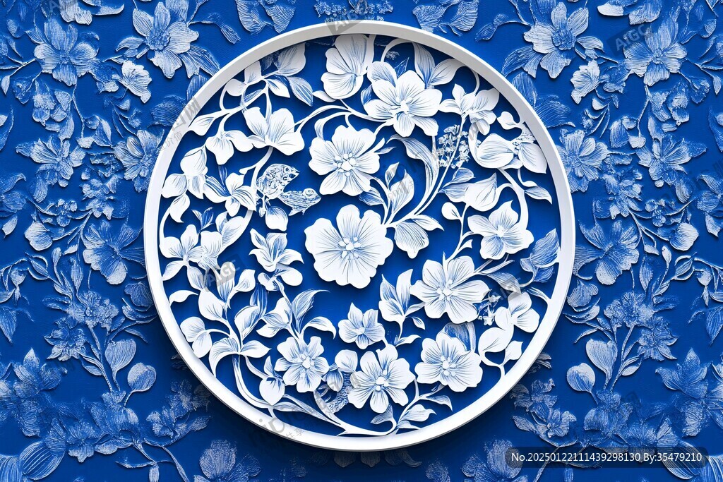 3d浮雕青花瓷