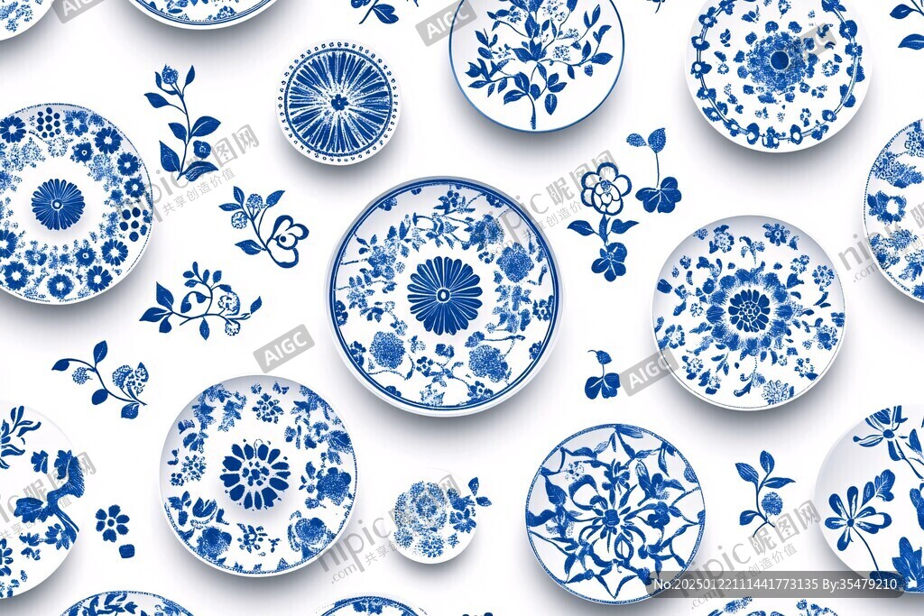 青花瓷盘花纹