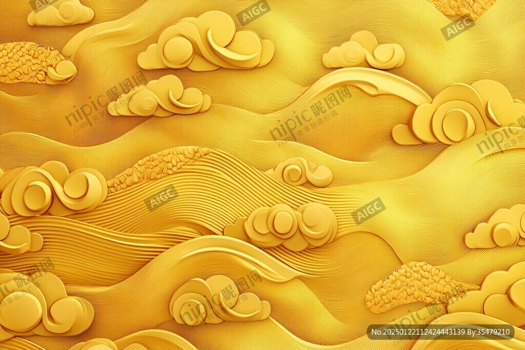 金色云纹浮雕