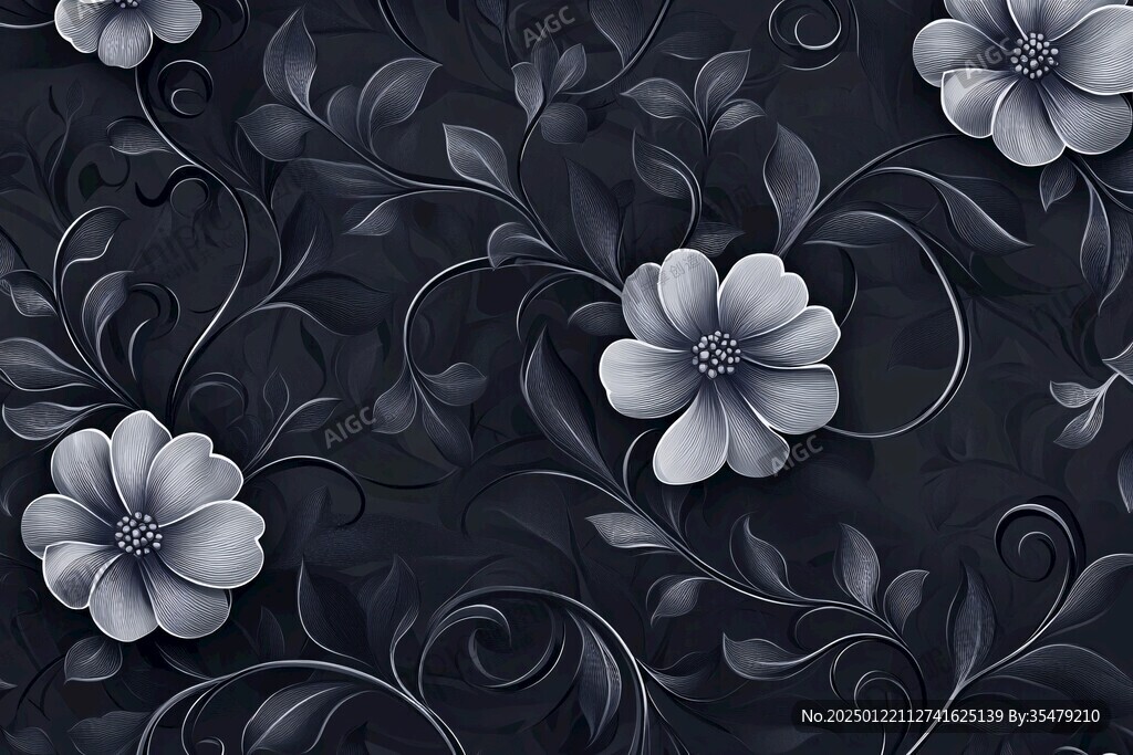 深蓝色浪漫深邃花纹