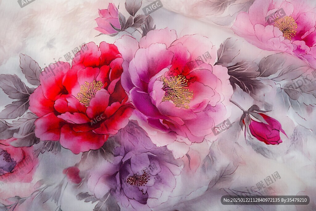 牡丹花壁画壁纸