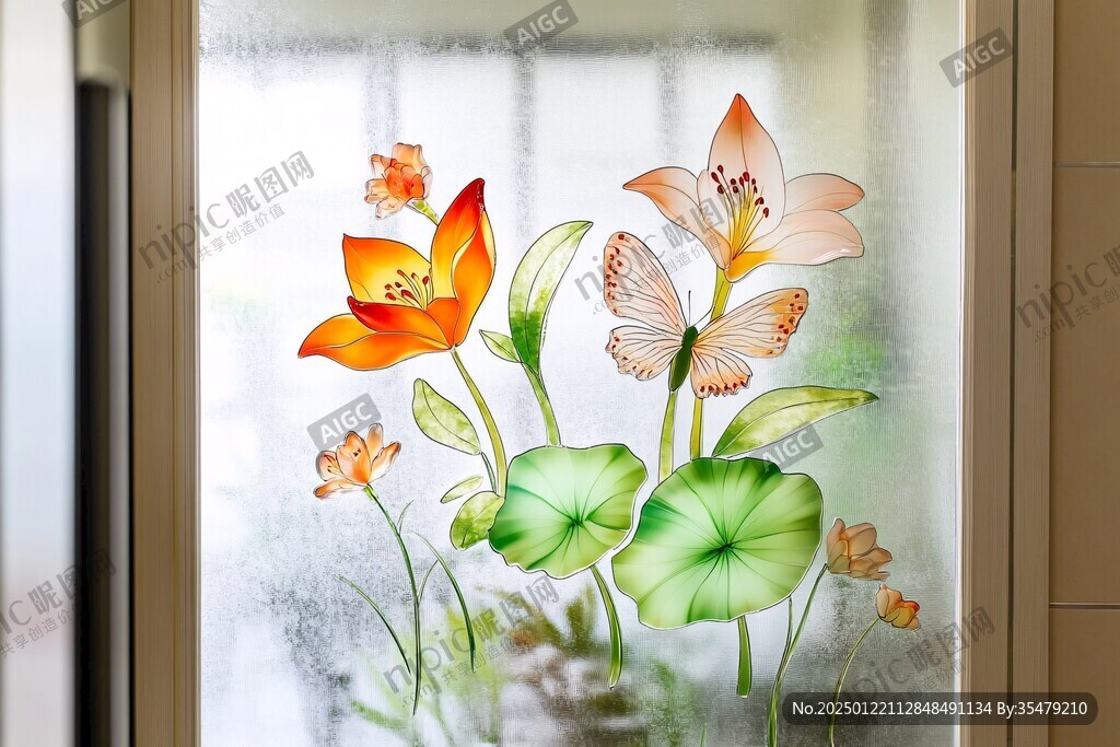 艺术玻璃手绘花卉