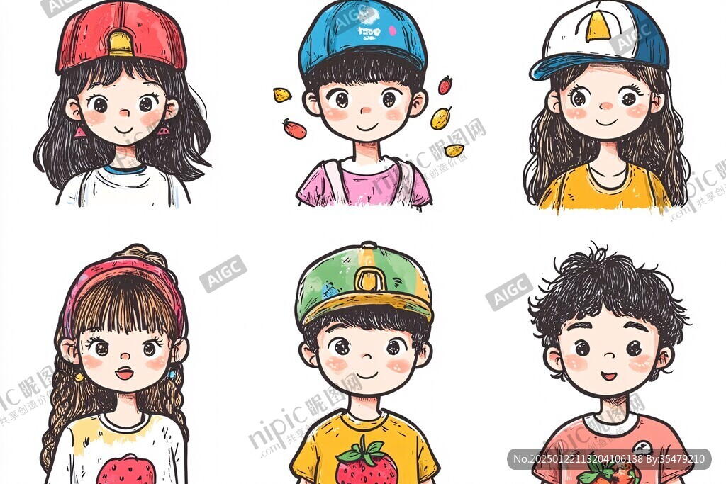 儿童头像插画