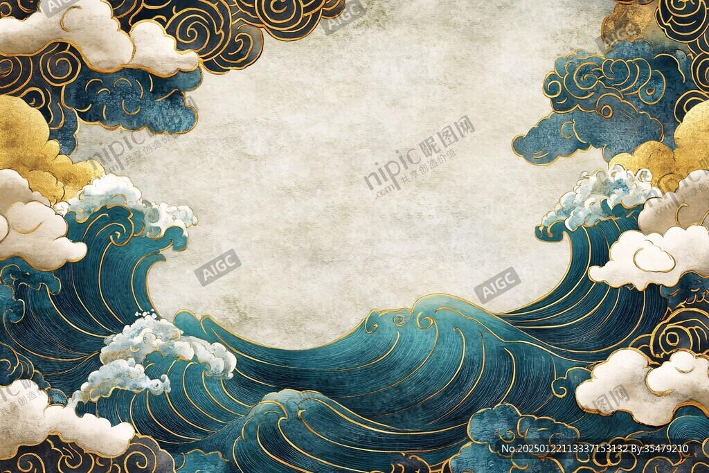 日式浪花背景