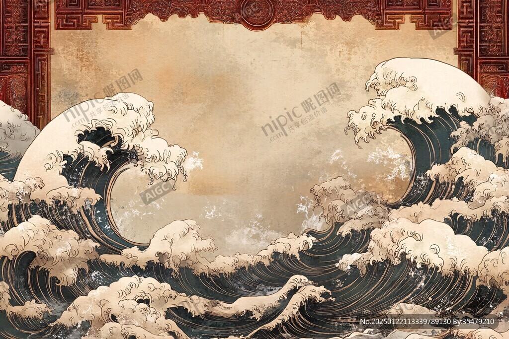 浮世绘海浪背景