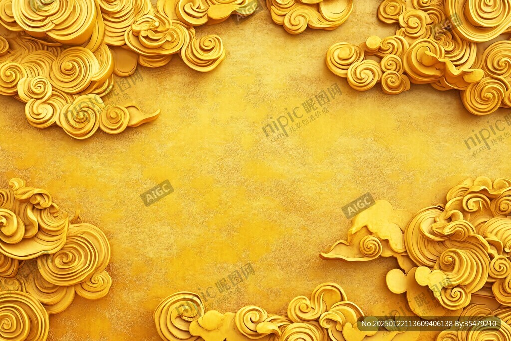 金色云纹浮雕