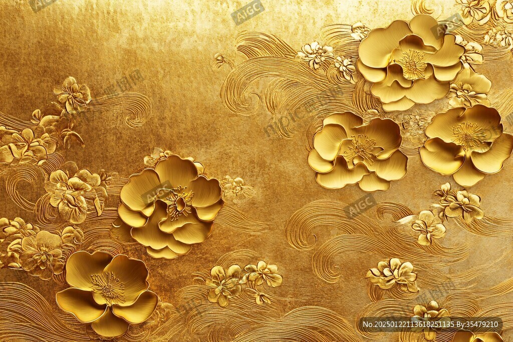 金色云纹浮雕