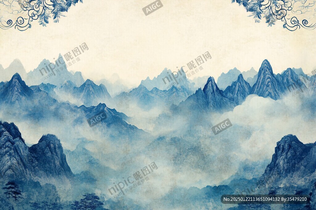 远山背景水墨山水壁纸