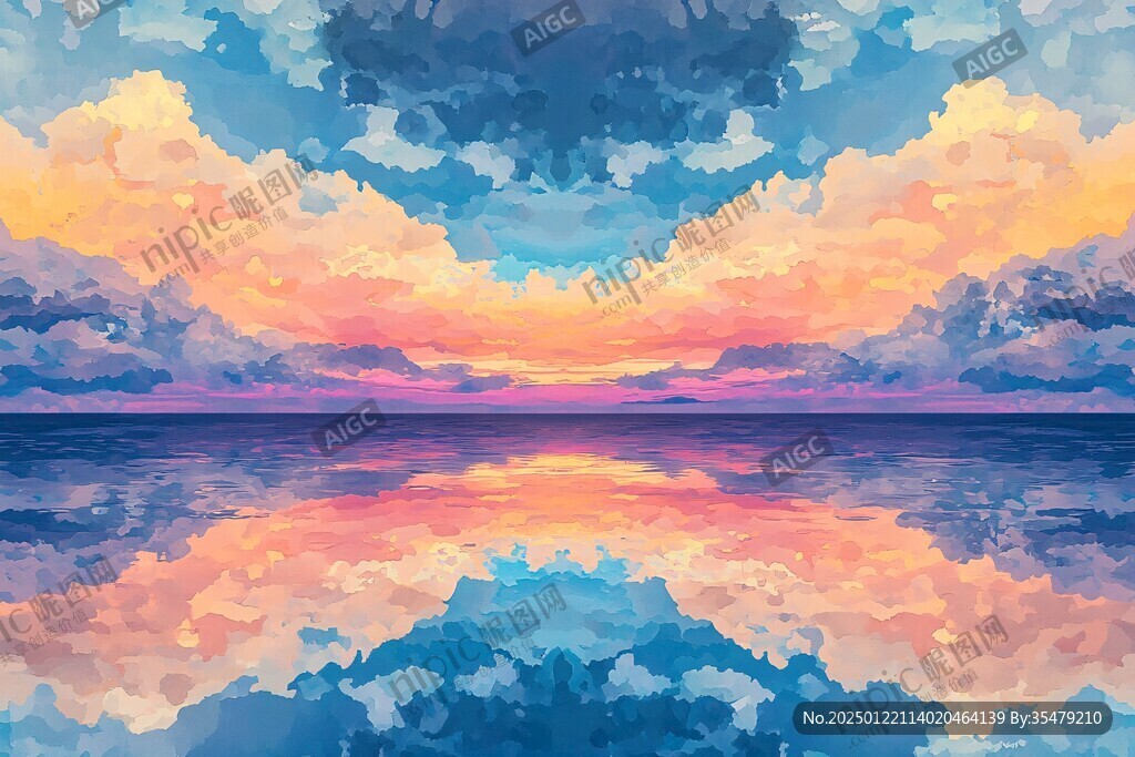 插画海平面