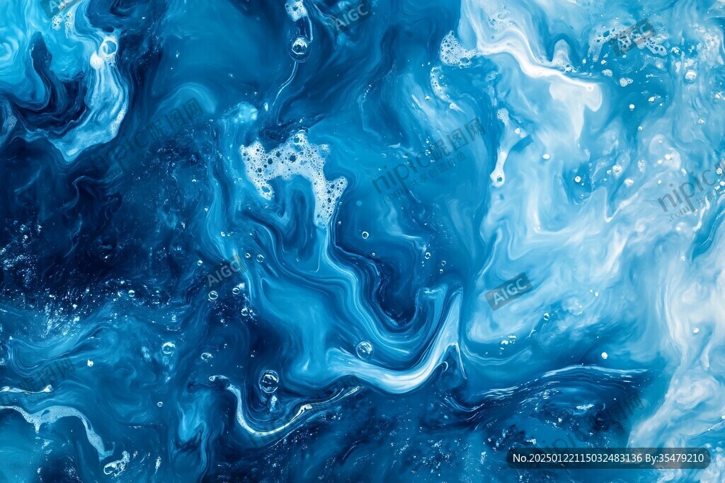 蓝色流体创意抽象画