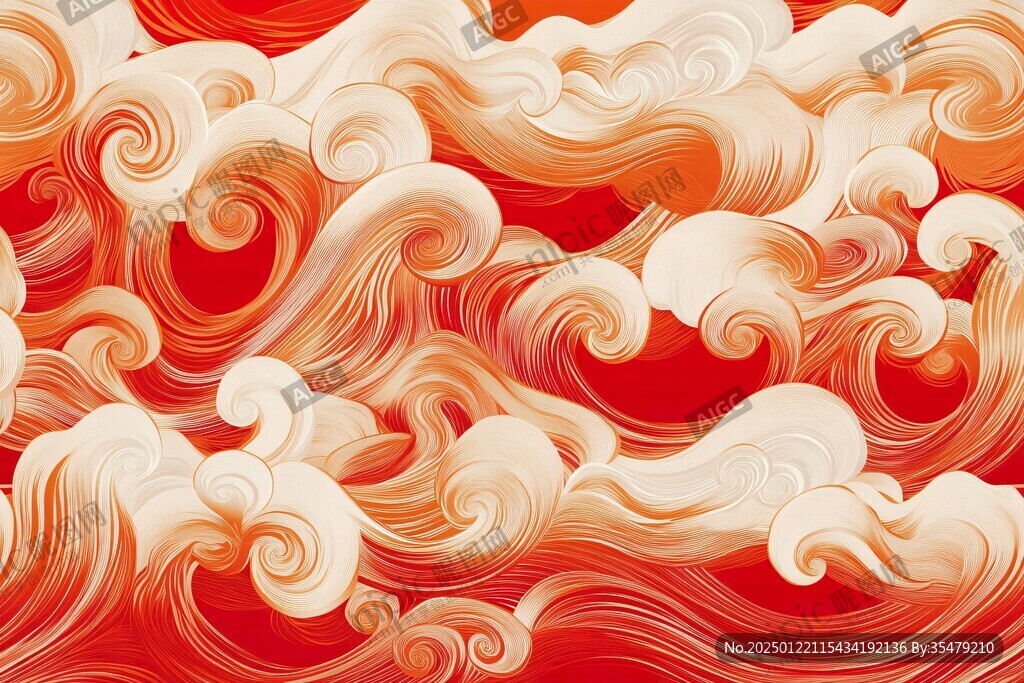 中式图案云纹浪花