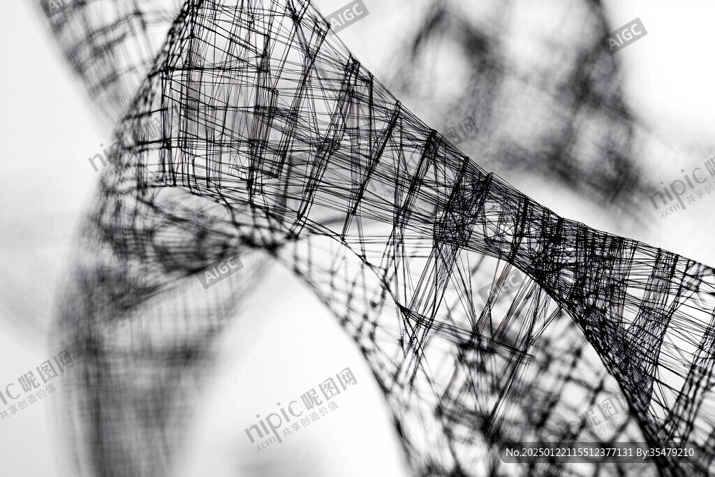 抽象唯美黑白线条丝线